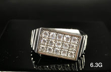 Load image into Gallery viewer, Rectangular frame CZ Stone Ring 10k solid white gold