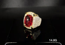 Load image into Gallery viewer, Gemstone with CZ stones Ring 10k solid gold