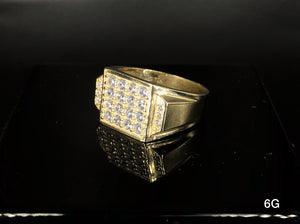 Square frame CZ Stone Ring 10k solid gold