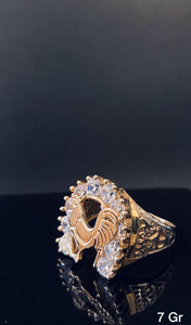Rooster with CZ stones Ring 10k solid gold