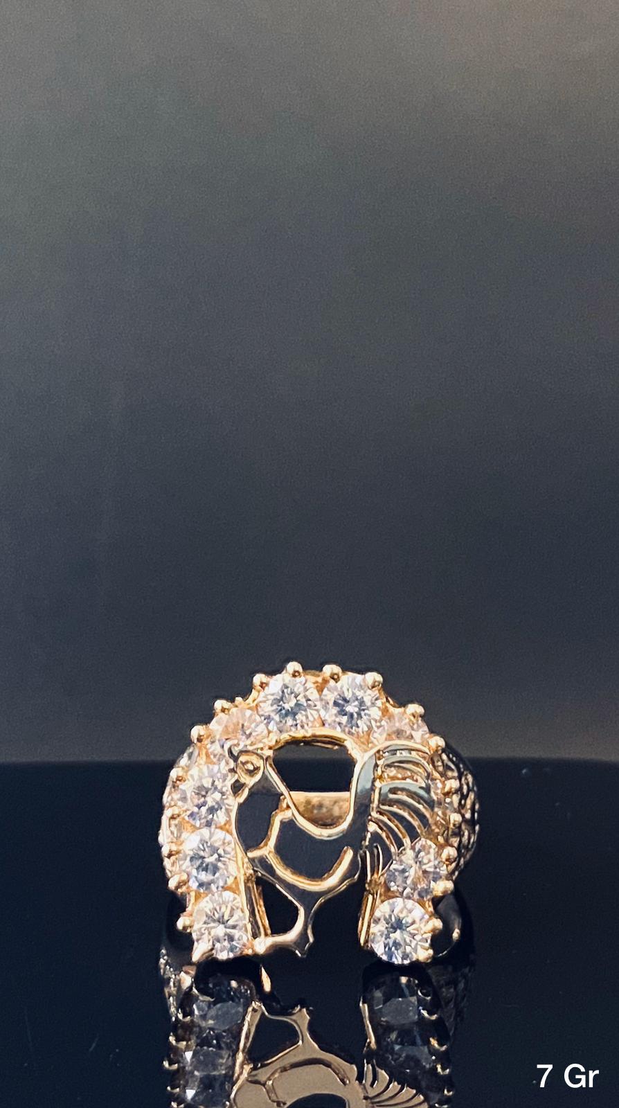 Rooster with CZ stones Ring 10k solid gold