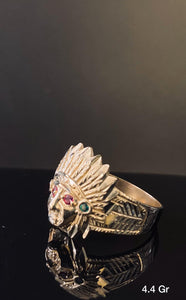 Native American Head ring 10K solid gold