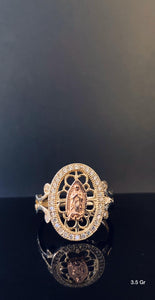 Virgin Mary With Stones Ring 10K solid gold