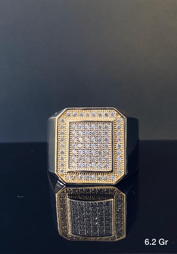 Square frame CZ Stone Ring 10k solid gold