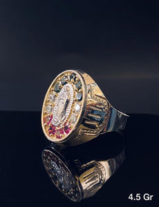 Virgin Mary With Stones Ring 10K solid gold