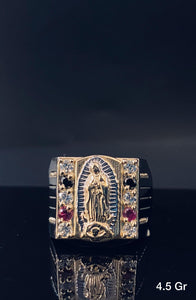Virgin Mary With Stones Ring 10K solid gold