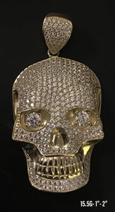 Skull with stones pendant 10K solid gold