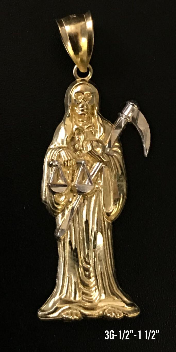 Santa Muerte Pendant 10k Solid Gold