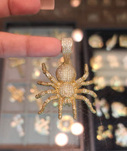 Load image into Gallery viewer, Yellow gold spider pendant czs