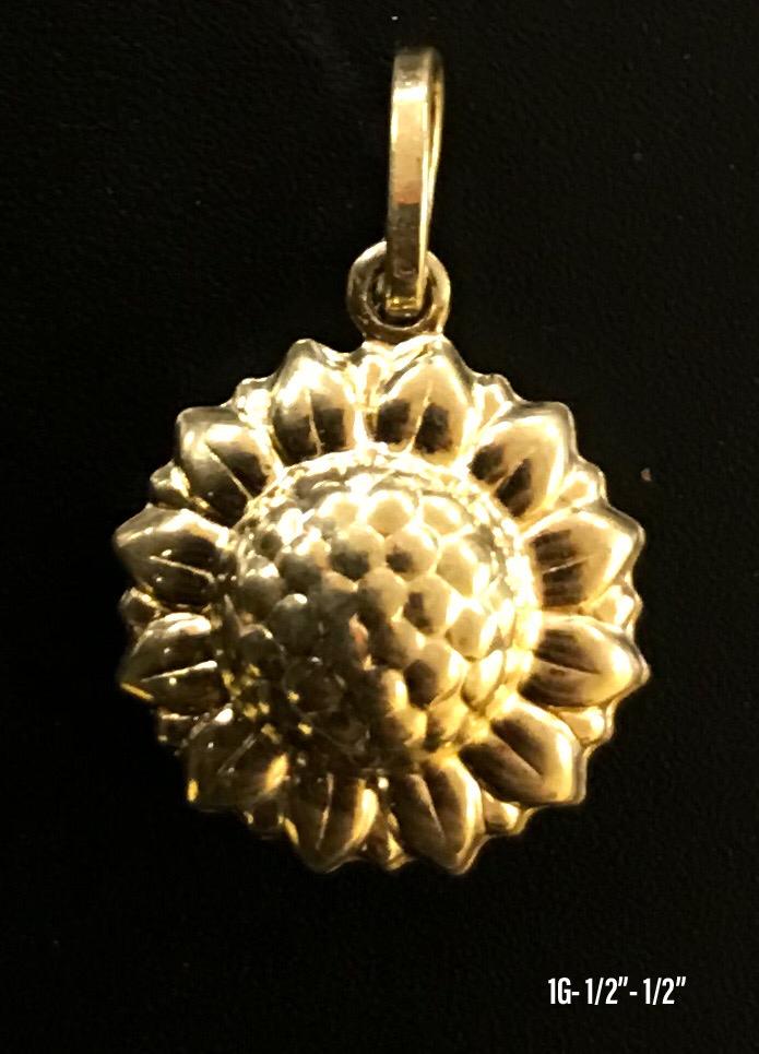 Sunflower pendant 10K solid gold