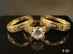 Trio Ring Set with CZ stones 10K Solid Gold