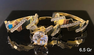 Trio Ring Set with CZ stones 10K Solid Gold