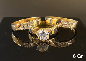 Trio Ring Set with CZ stones 10K Solid Gold